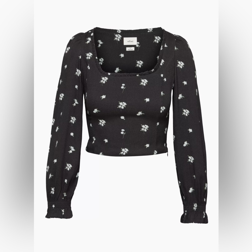 NWOT Aritzia Wilfred Breathless Blouse – Wide Neckline, Long Sleeve, XS